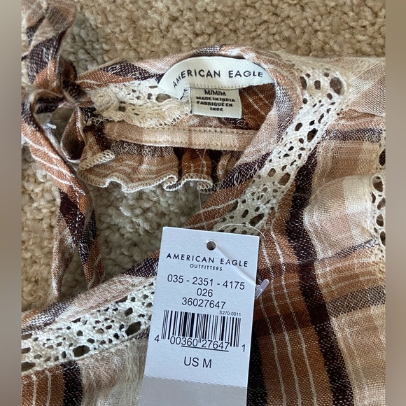 NWT American Eagle Plaid Blouse - Picture 4 of 4